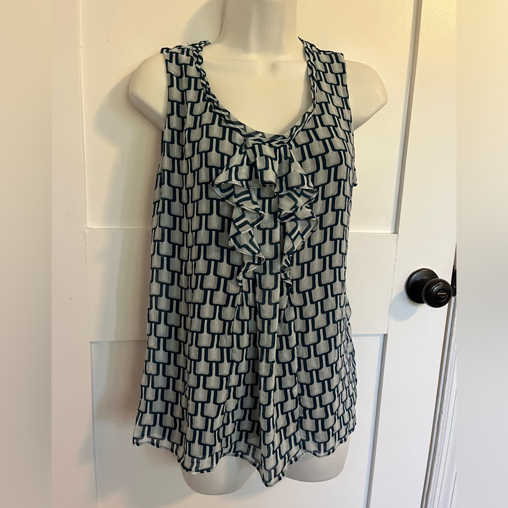 New York and Company Stretch Teal Blue short sleeve blouse - size medium